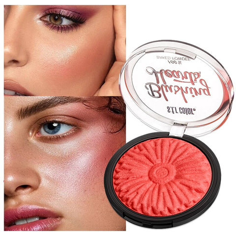 Blush Palette Oil Control Red Face Orange Pink Rouge Cheek Blusher Shimmer Baking Powder Korean Makeup