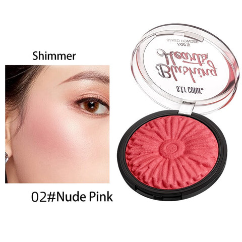 Blush Palette Oil Control Red Face Orange Pink Rouge Cheek Blusher Shimmer Baking Powder Korean Makeup