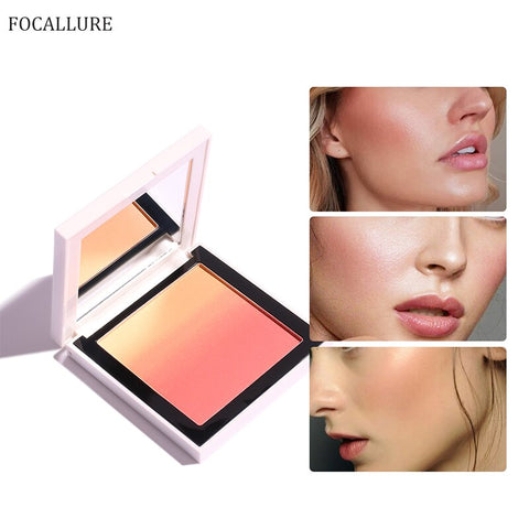 FOCALLURE Face Blush Palette Mineral Blush Powder Natural Pink Cheek Waterproof Long Lasting Gradient Color Blushes Maquiagem