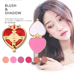 Sailor Moon Blusher Palette Facial Mineral Blush Makeup 6 Colors Cosmic Heart Compact Matte Blusher Powder Rouge Cheek Blusher