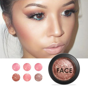 FOCALLURE Natural Face Pressed Blush Makeup Baked Blush Palette Baked Cheek Colors Cosmetic Face Shadow Press Powder