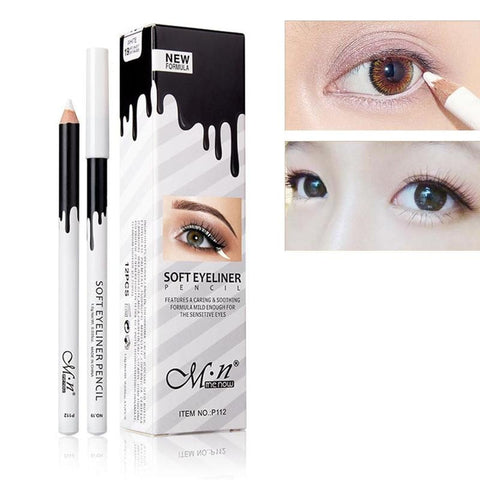 White Color Eyeliner Wooden Eyeliner Pencil Makeup Smooth Brighten Eyeliner Pen Waterproof Lasting White Eyes Liner Pen Cosmetic